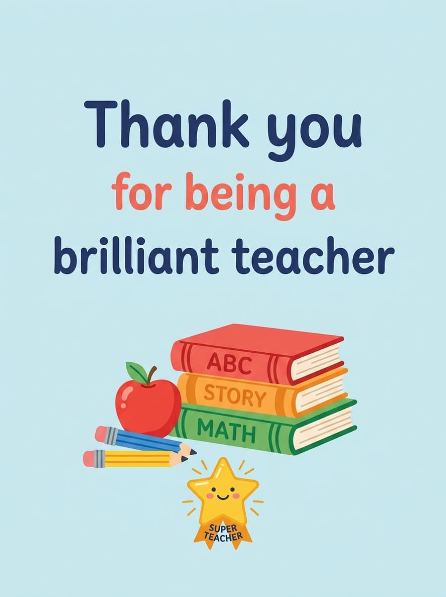 Thank You Teacher Legend Card: Thank you for being a brilliant teacher