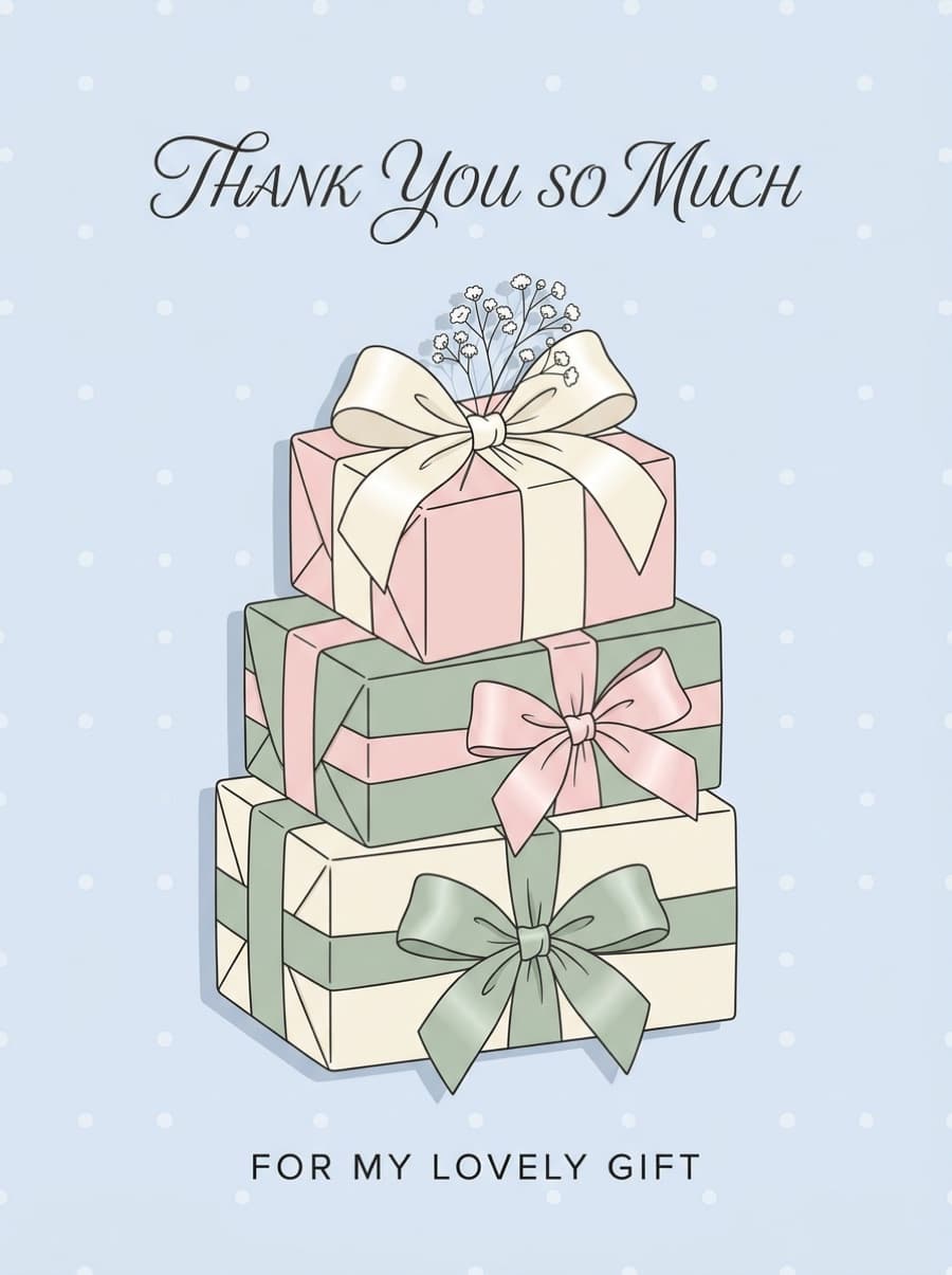 Classic Ribboned Gifts Thank You Card: THANK YOU SO MUCH FOR MY LOVELY GIFT